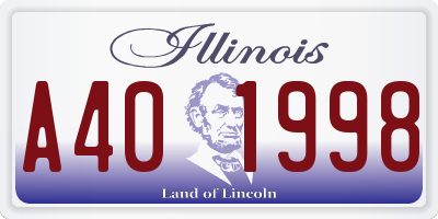 IL license plate A401998