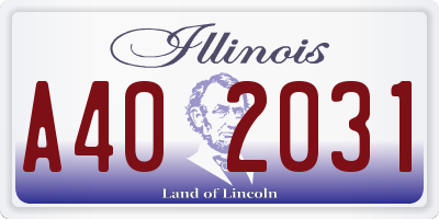 IL license plate A402031