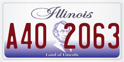 IL license plate A402063