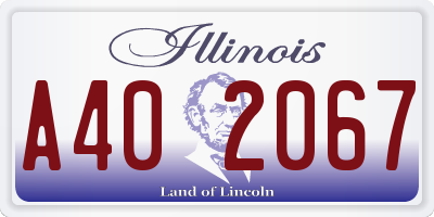 IL license plate A402067
