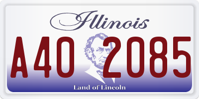 IL license plate A402085