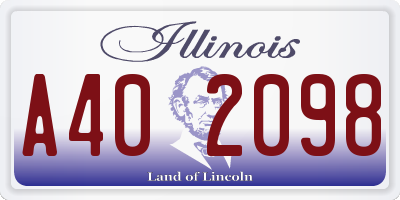 IL license plate A402098