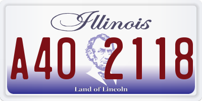 IL license plate A402118