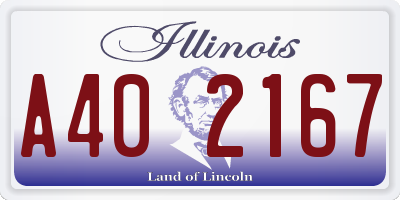 IL license plate A402167
