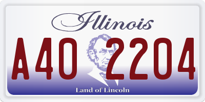 IL license plate A402204