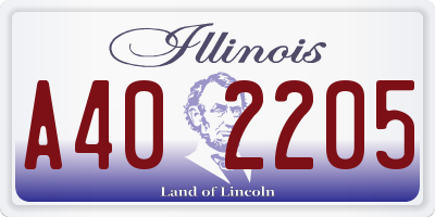 IL license plate A402205