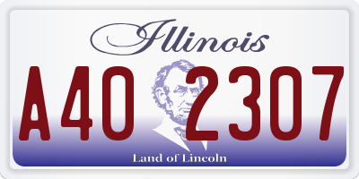 IL license plate A402307
