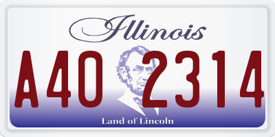 IL license plate A402314
