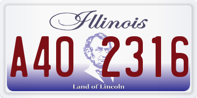 IL license plate A402316