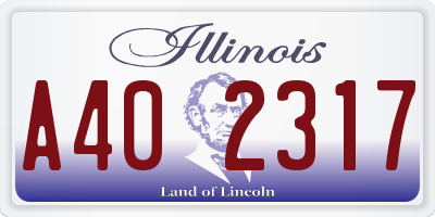 IL license plate A402317