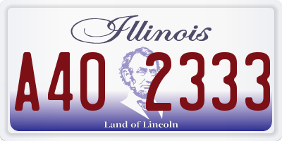 IL license plate A402333