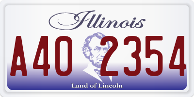 IL license plate A402354