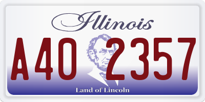 IL license plate A402357
