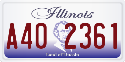 IL license plate A402361