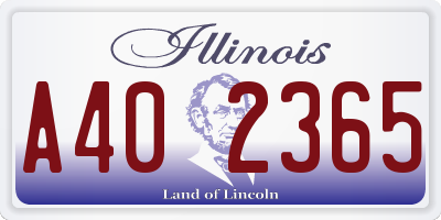 IL license plate A402365