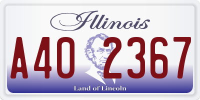 IL license plate A402367