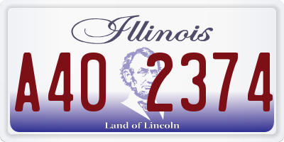IL license plate A402374