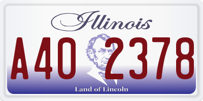 IL license plate A402378