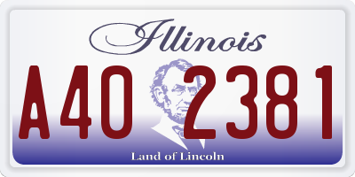 IL license plate A402381