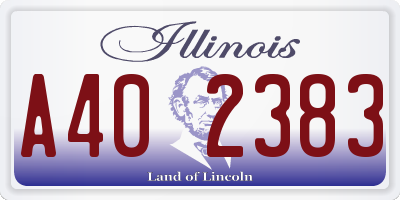 IL license plate A402383