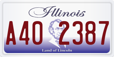 IL license plate A402387