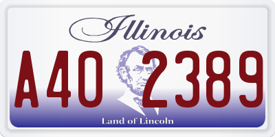 IL license plate A402389