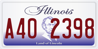 IL license plate A402398