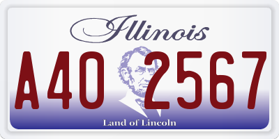 IL license plate A402567