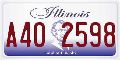 IL license plate A402598