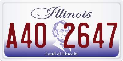 IL license plate A402647