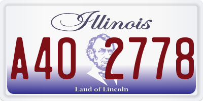 IL license plate A402778