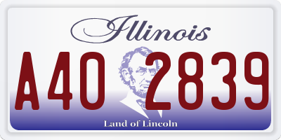 IL license plate A402839