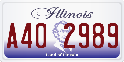 IL license plate A402989