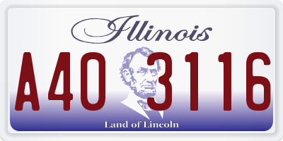 IL license plate A403116