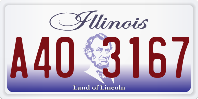IL license plate A403167