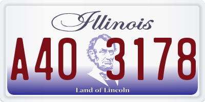 IL license plate A403178