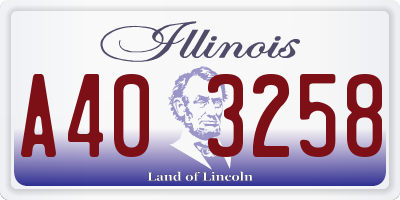 IL license plate A403258
