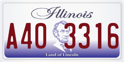 IL license plate A403316