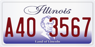 IL license plate A403567
