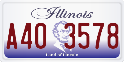IL license plate A403578