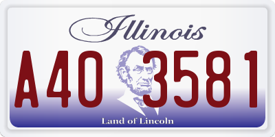 IL license plate A403581