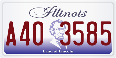 IL license plate A403585