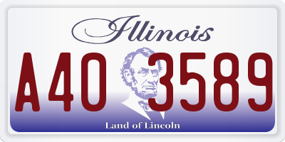 IL license plate A403589