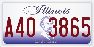 IL license plate A403865