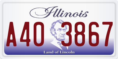 IL license plate A403867
