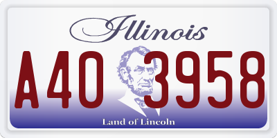 IL license plate A403958