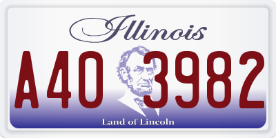 IL license plate A403982