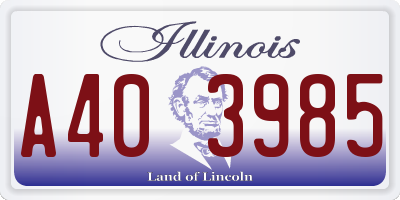IL license plate A403985