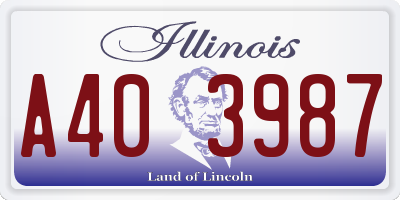 IL license plate A403987