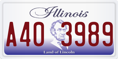 IL license plate A403989